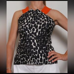 Gucci Black and White Blouse with Orange Highlights
